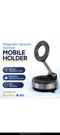 Vacuum Ultra Suction Magnetic Phone Holder for Car, Foldable Mobile Holder with Easy Secure Grip Compatible with Mag Saf Car Mount, Windshield, Dashboard, Mirror (with Arm