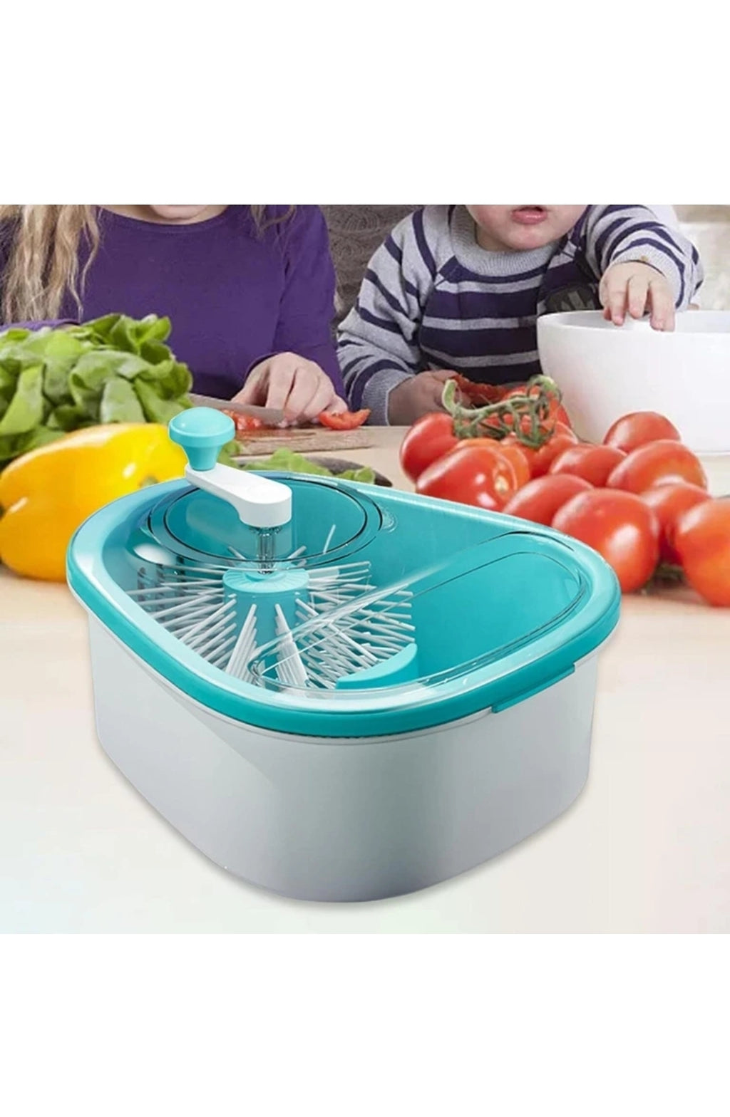 Keekos Large Fruit Washer Spinner, Fruit Cleaner Spinner with Fruit Washer Bowl Strainer (Blue Pack of 1)
