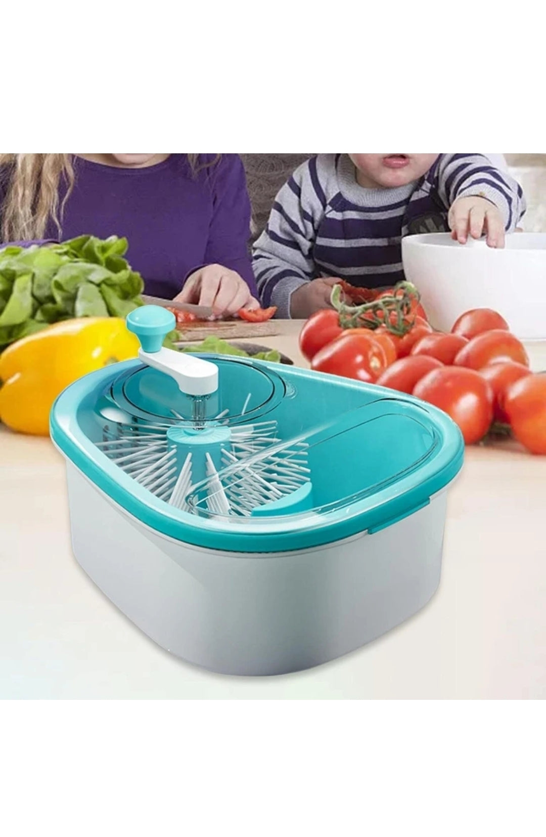 Keekos Large Fruit Washer Spinner, Fruit Cleaner Spinner with Fruit Washer Bowl Strainer (Blue Pack of 1)