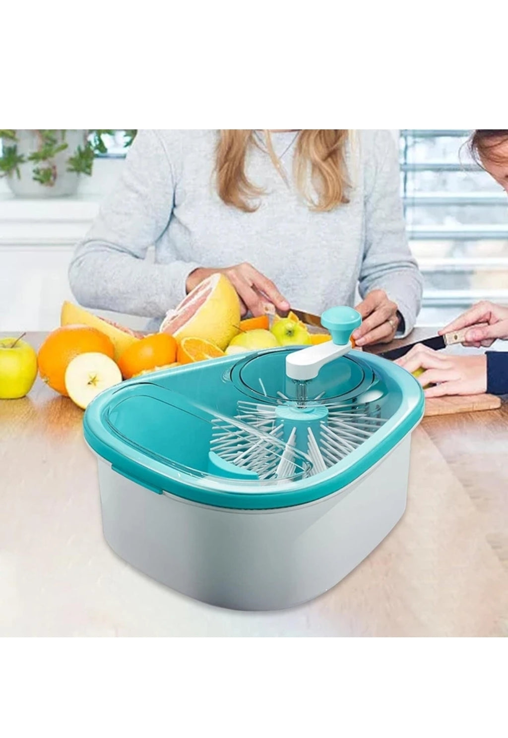 Keekos Large Fruit Washer Spinner, Fruit Cleaner Spinner with Fruit Washer Bowl Strainer (Blue Pack of 1)
